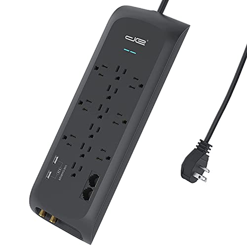 surge-protector-with-4-2-amp-usb-12-outlet-black-6-ft-840140392647