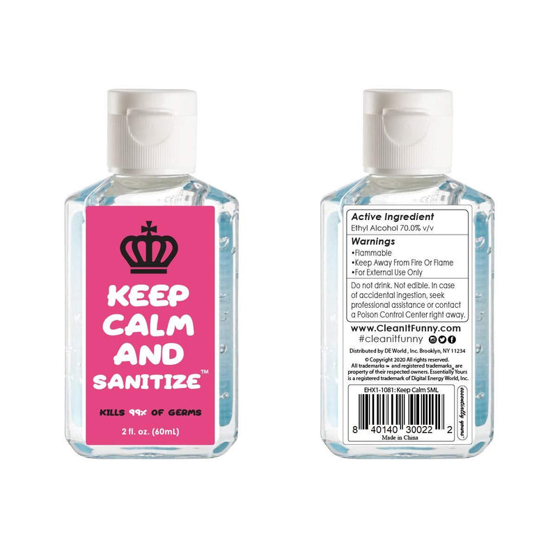 Hand Sanitizer, Keep Calm and Sanitize, 2 oz, 6 Pack