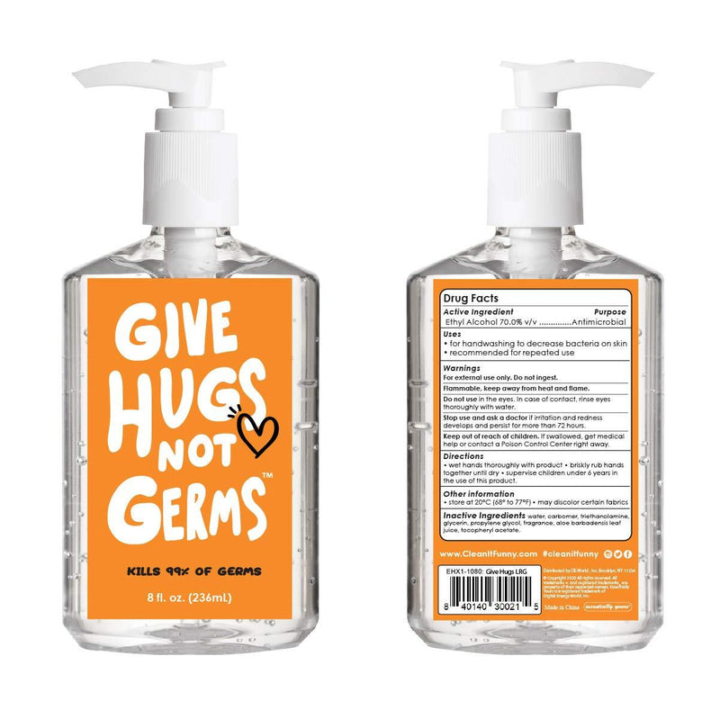 Hand Sanitizer, Give Hugs Not Germs, 8 oz, 3 Pack