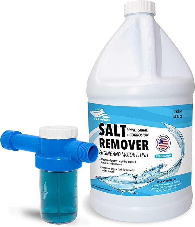 Seaworks Flush Mixer with Quart/32 floz Salt Remover Concentrate Spray for Boats, Vehicle Exterior, Engine and Motor Flush (128 FL OZ)