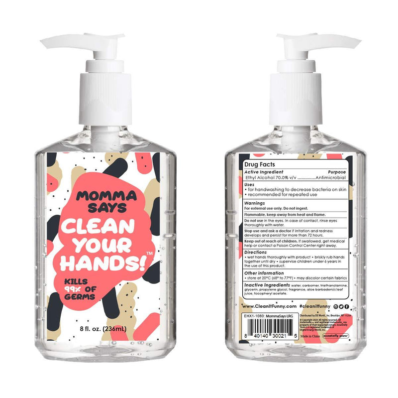 Hand Sanitizer, Momma Says Clean your Hands, 8 oz, 3 Pack