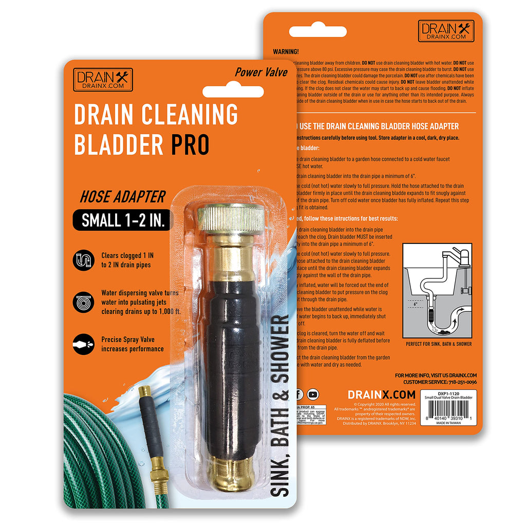 DrainX Hydro Pressure Drain Cleaning Bladder Pro - Fits 4 to 6