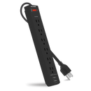 6-Outlet Surge Protector with 2 USB ports (Power Strip)