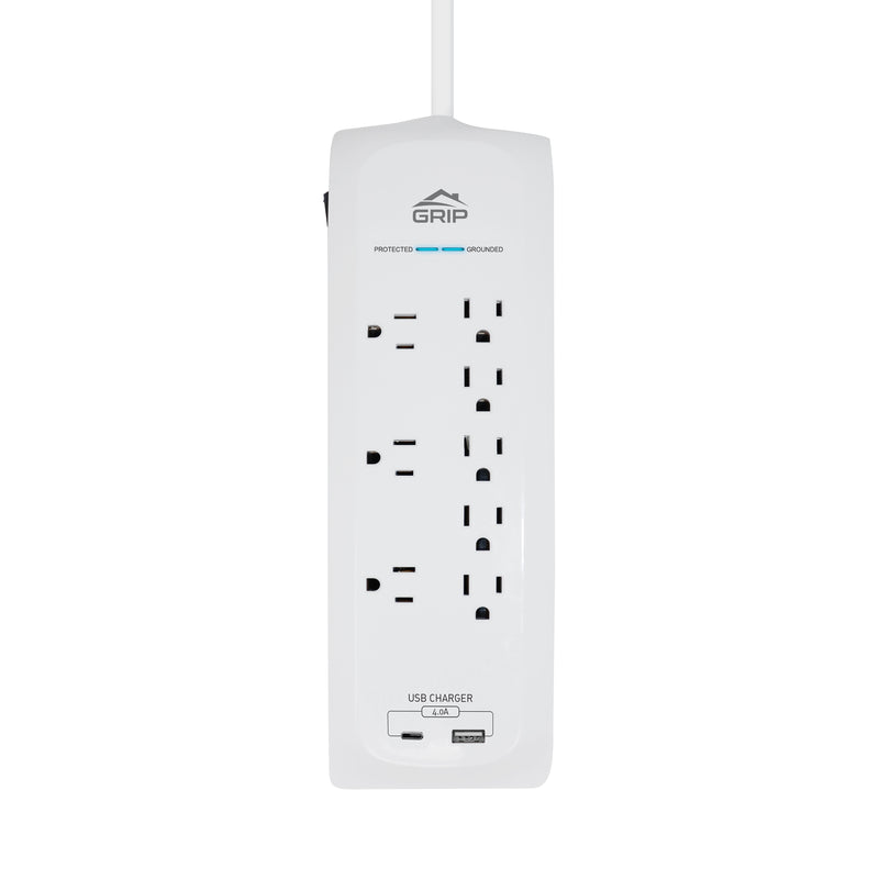 Grip 8 Outlet Surge Protector with 1 USB and 1 USB-C Port