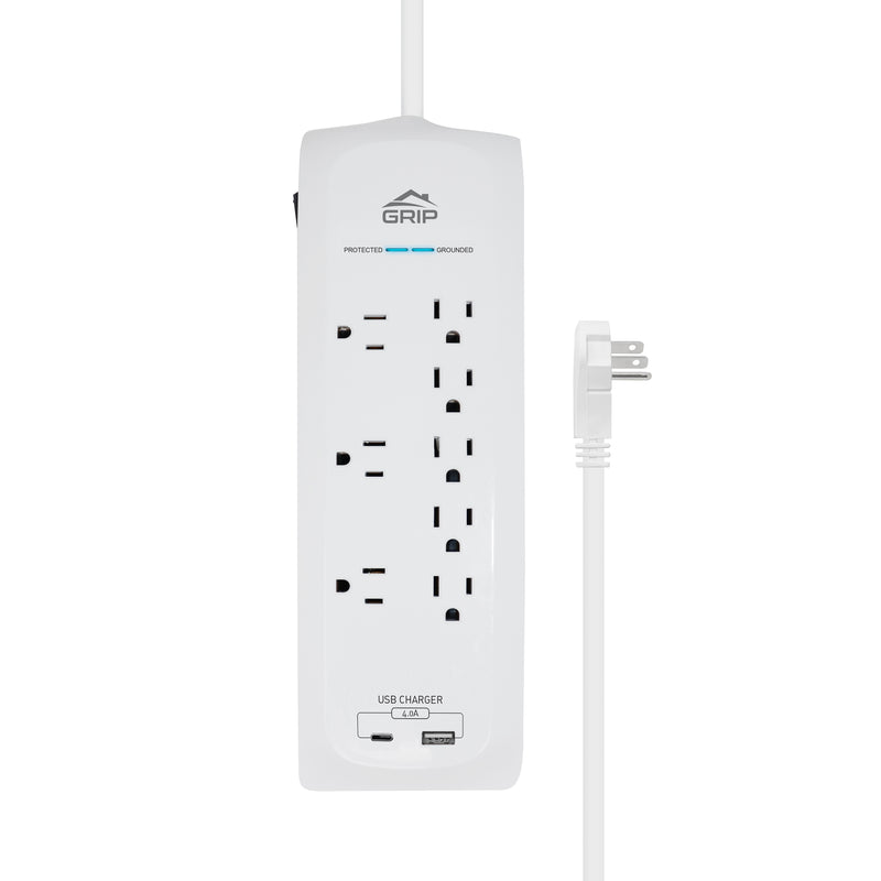 Grip 8 Outlet Surge Protector with 1 USB and 1 USB-C Port