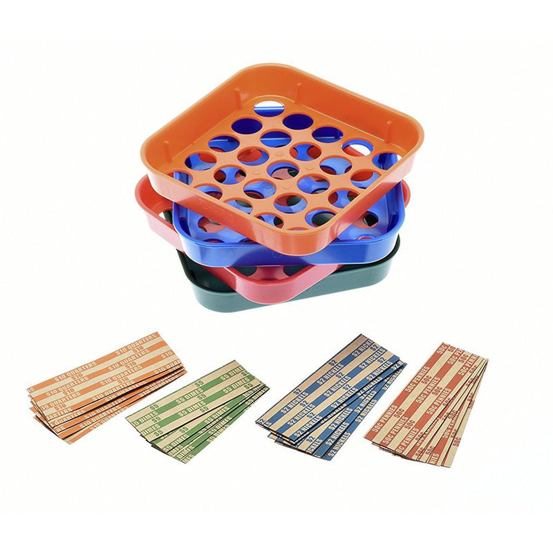 Quick Sort Coin Organizing Trays with 20 Coin Wrappers