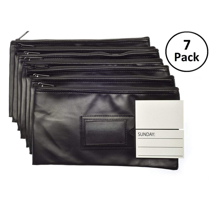 Black 7 Days Bank Deposit Cash and Coin Pouches